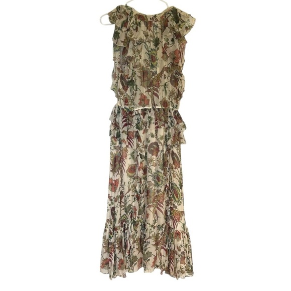 Ulla Johnson Adrienne Silk Ruffle Dress Cream Floral Size 4 Wedding Formal - Picture 12 of 16